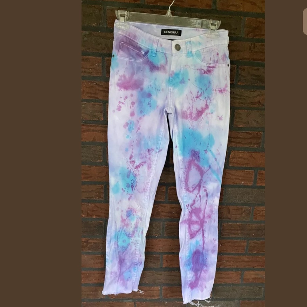Tie Dye Stretch Pants Size 3 Button Front Zipper